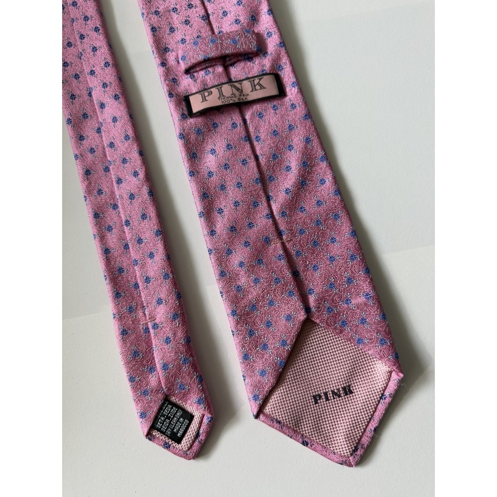 Thomas Pink Blue Floral Paisley Woven Jacquard 100% Silk Tie Designer Luxury